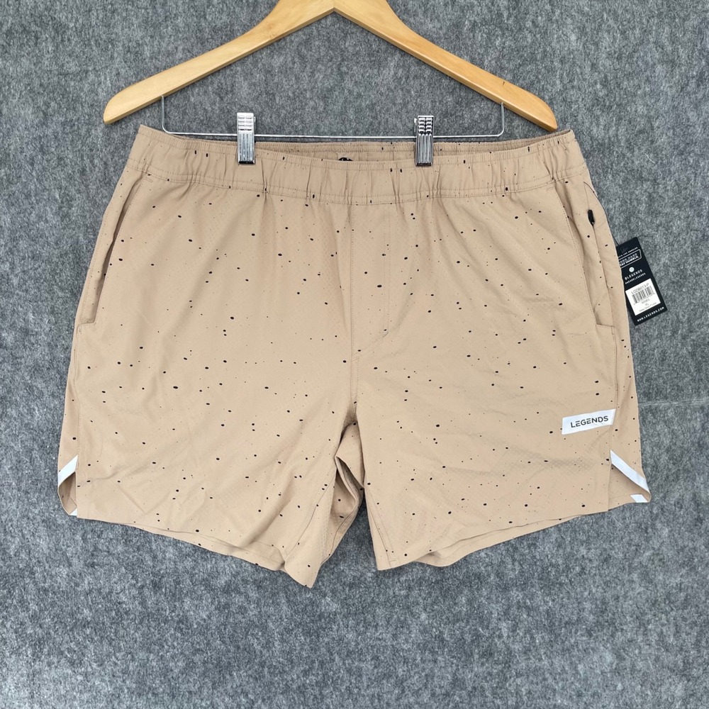 Legends Relay Shorts Mens XL 7 Inch Liner Tan Black Splatter New